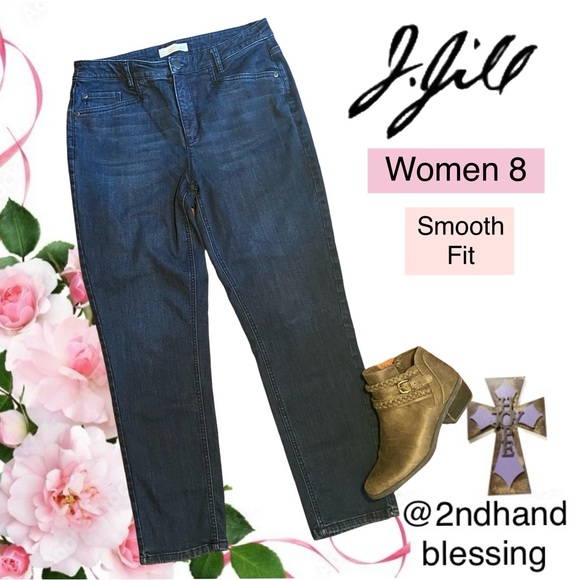 J. Jill Denim - J. Jill High Rise Jeans Women Sz 8, Smooth Fit Slim Ankle, Dark Wash